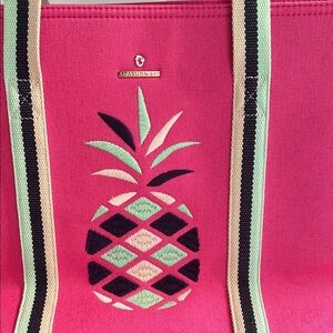 Spartina 449 Vibrant Pink Tote with Striped Handles